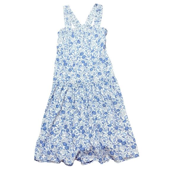 Smocked Fit and Flare Midi Dress in Blue Floral Size XL - Picture 1 of 12